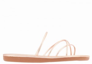 Women Ancient Greek Sandals Pu Slide Sandals Rose Gold | QXZ813OG