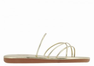 Women Ancient Greek Sandals Pu Slide Sandals Gold White | BFD7628BN