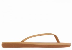 Women Ancient Greek Sandals Saionara Flip Flops Beige | PZT6922FK