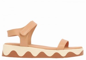 Women Ancient Greek Sandals Salamina Leather Platform Sandals Beige White | JKJ4852NC