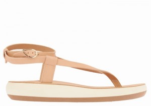 Women Ancient Greek Sandals Salomi Comfort Ankle Strap Sandals Beige | IXW8850LA