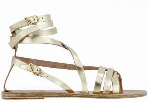 Women Ancient Greek Sandals Satira Leather Gladiator Sandals Gold White | KFE7151VC