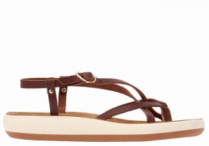 Women Ancient Greek Sandals Semele Comfort Back-Strap Sandals Coffee | JGX2638KK