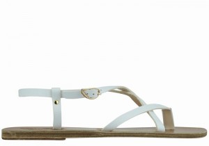 Women Ancient Greek Sandals Semele Leather Back-Strap Sandals White | NRL6188MH