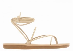 Women Ancient Greek Sandals String Gladiator Sandals Beige | YOD719YG