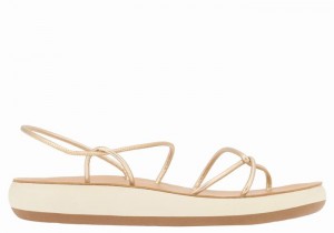 Women Ancient Greek Sandals Taxidi Comfort Back-Strap Sandals Gold White | EFB9084FA