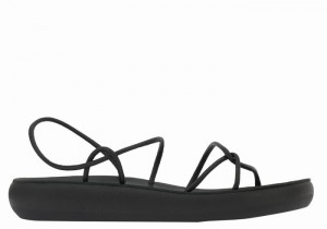 Women Ancient Greek Sandals Taxidi Comfort Back-Strap Sandals Black | JOE418CO