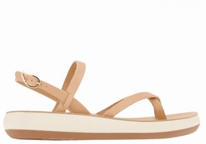 Women Ancient Greek Sandals Tereza Comfort Back-Strap Sandals Beige | PAN7451RX