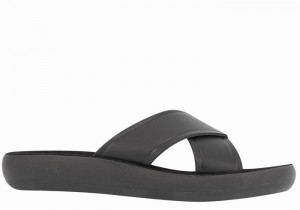 Women Ancient Greek Sandals Thais Comfort Slide Sandals Black | ZFS298SR