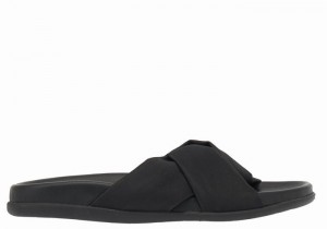 Women Ancient Greek Sandals Whitney Footbed Slide Sandals Black | ZSR947MU