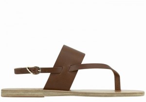 Women Ancient Greek Sandals Zoe Flip Flop Leather Back-Strap Sandals Dark Brown | FUJ6818HE