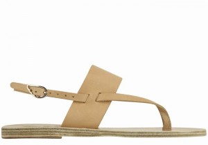 Women Ancient Greek Sandals Zoe Flip Flop Leather Back-Strap Sandals Beige | TGF712CI