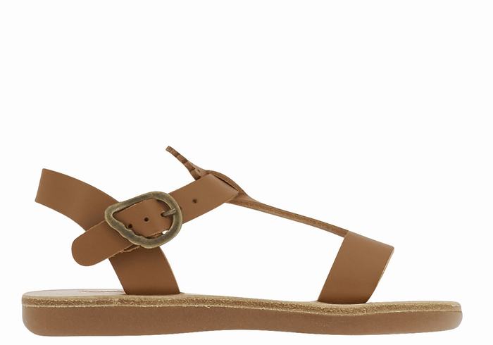 Kids\' Ancient Greek Sandals Little Amber Soft Flat Sandals Dark Brown | AIZ1437QI