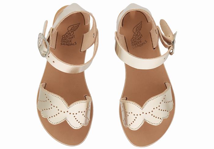 Kids' Ancient Greek Sandals Little Andromeda Soft Casual Sandals Gold White | RAU628WM