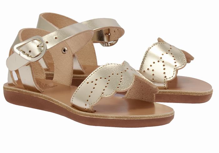 Kids' Ancient Greek Sandals Little Andromeda Soft Casual Sandals Gold White | RAU628WM