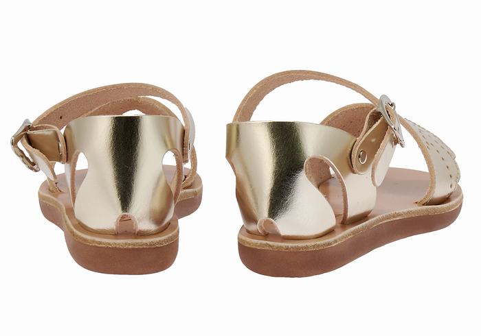 Kids' Ancient Greek Sandals Little Andromeda Soft Casual Sandals Gold White | RAU628WM