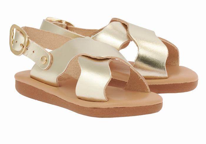 Kids' Ancient Greek Sandals Little Atokos Soft Casual Sandals Gold White | DLB5577WD