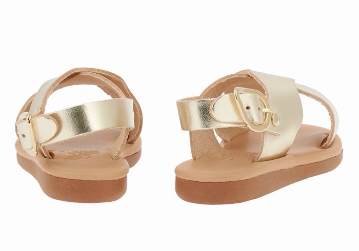 Kids' Ancient Greek Sandals Little Atokos Soft Casual Sandals Gold White | DLB5577WD