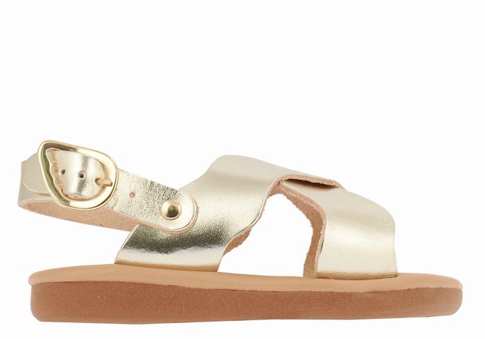 Kids\' Ancient Greek Sandals Little Atokos Soft Casual Sandals Gold White | DLB5577WD