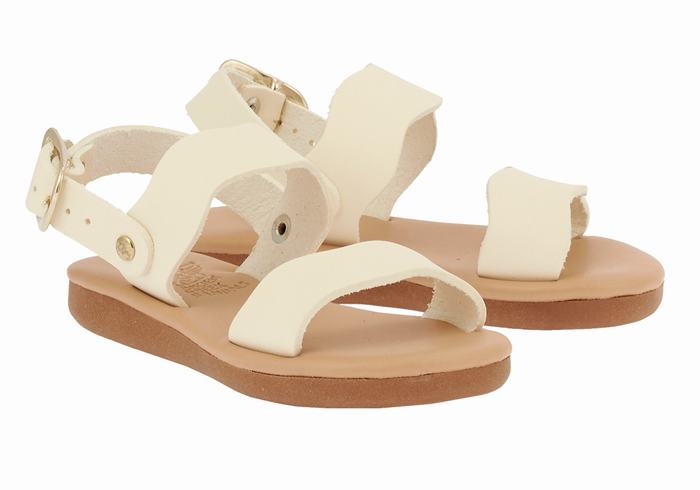 Kids' Ancient Greek Sandals Little Calamos Soft Casual Sandals White | GFM6764EF