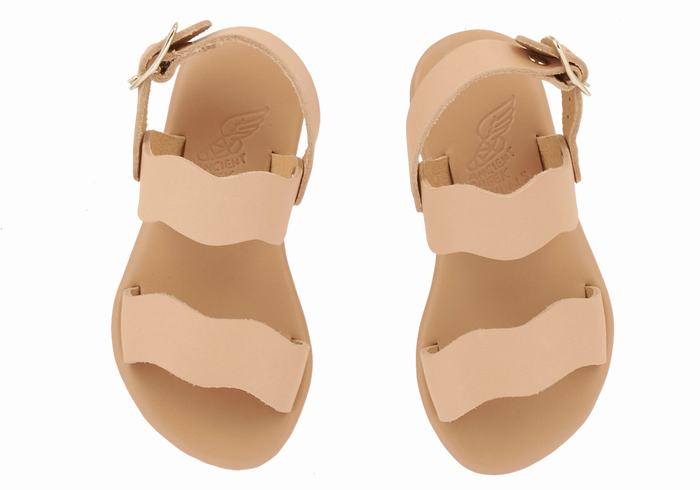 Kids' Ancient Greek Sandals Little Calamos Soft Casual Sandals Beige | CBO9420OH