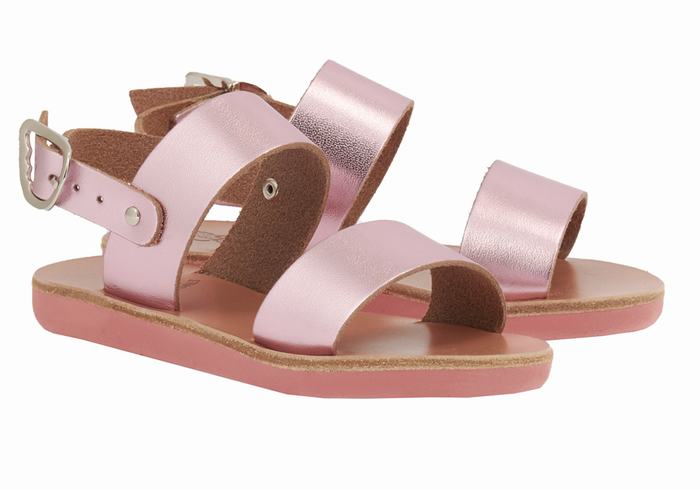 Kids' Ancient Greek Sandals Little Clio Soft Casual Sandals Pink | CMO7424DN