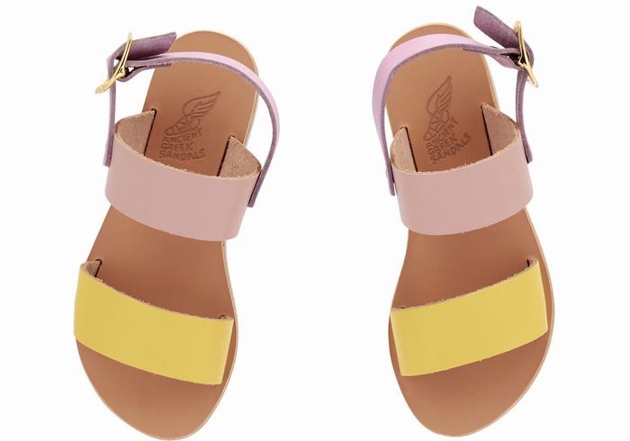 Kids' Ancient Greek Sandals Little Clio Soft Casual Sandals Yellow Pink Purple | ADQ7355SN