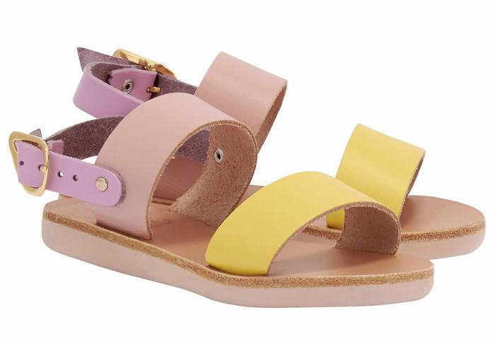 Kids' Ancient Greek Sandals Little Clio Soft Casual Sandals Yellow Pink Purple | ADQ7355SN