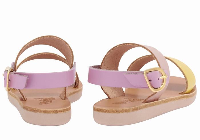 Kids' Ancient Greek Sandals Little Clio Soft Casual Sandals Yellow Pink Purple | ADQ7355SN