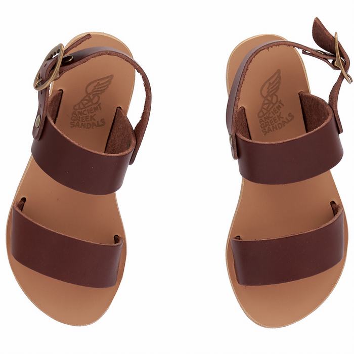 Kids' Ancient Greek Sandals Little Clio Soft Casual Sandals Coffee | OCV8619GQ