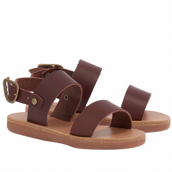 Kids' Ancient Greek Sandals Little Clio Soft Casual Sandals Coffee | OCV8619GQ