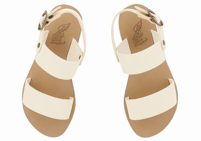 Kids' Ancient Greek Sandals Little Clio Soft Casual Sandals White | JAH8872KH