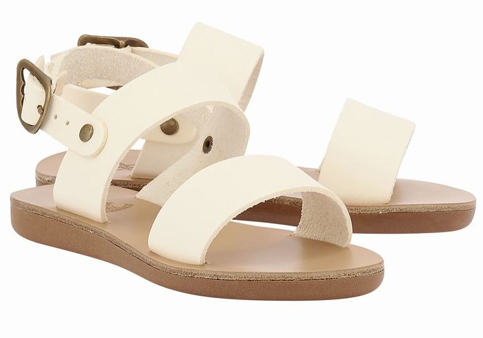 Kids' Ancient Greek Sandals Little Clio Soft Casual Sandals White | JAH8872KH