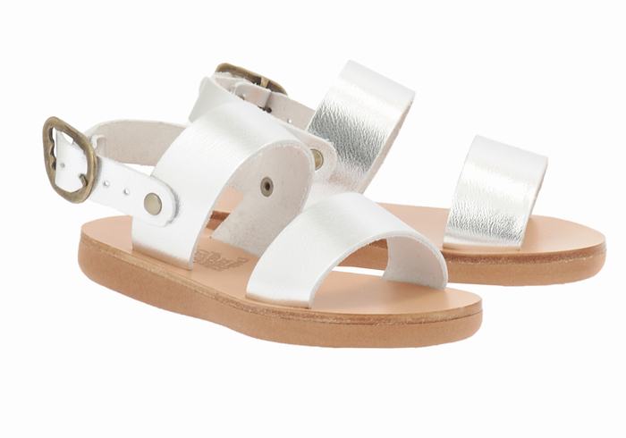 Kids' Ancient Greek Sandals Little Clio Soft Casual Sandals Silver | LGN708CB