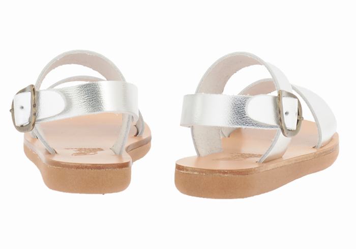 Kids' Ancient Greek Sandals Little Clio Soft Casual Sandals Silver | LGN708CB