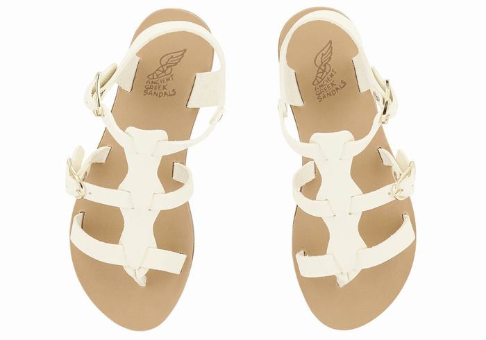 Kids' Ancient Greek Sandals Little Grace Kelly Soft Flat Sandals White | CKO146RG