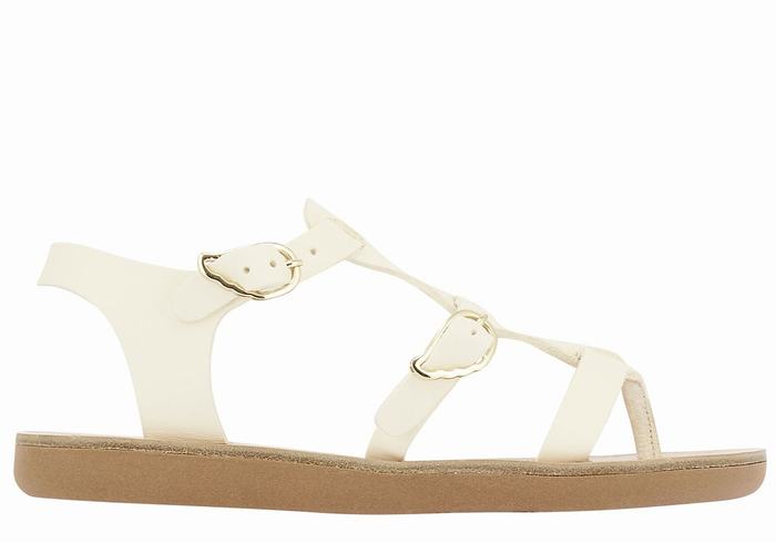 Kids\' Ancient Greek Sandals Little Grace Kelly Soft Flat Sandals White | CKO146RG