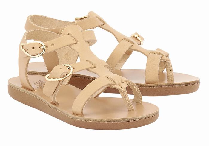 Kids' Ancient Greek Sandals Little Grace Kelly Soft Flat Sandals Beige | HRL3381TC