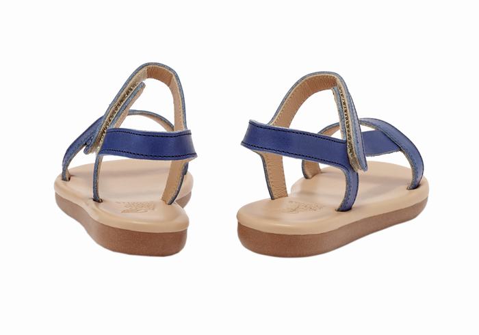 Kids' Ancient Greek Sandals Little Iasonas Soft Casual Sandals Dark Blue | YET3437IT