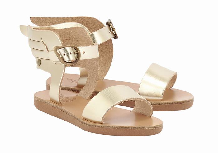 Kids' Ancient Greek Sandals Little Ikaria Soft Casual Sandals Gold White | OBU3312JY