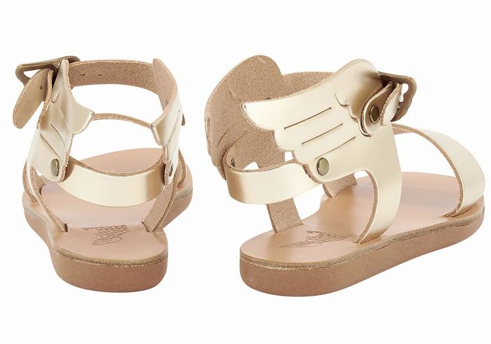 Kids' Ancient Greek Sandals Little Ikaria Soft Casual Sandals Gold White | OBU3312JY