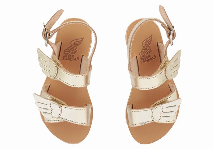 Kids' Ancient Greek Sandals Little Iliada Soft Casual Sandals Gold White | OLX8288SG