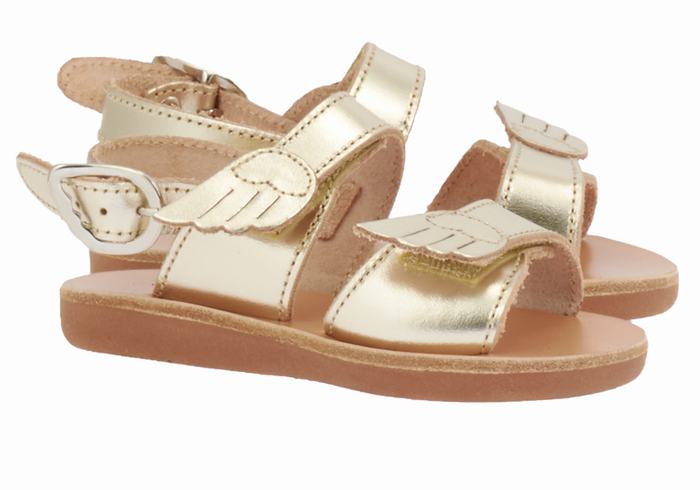 Kids' Ancient Greek Sandals Little Iliada Soft Casual Sandals Gold White | OLX8288SG