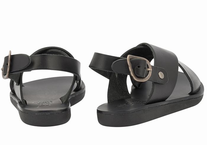 Kids' Ancient Greek Sandals Little Maria Soft Casual Sandals Black | KML290JX