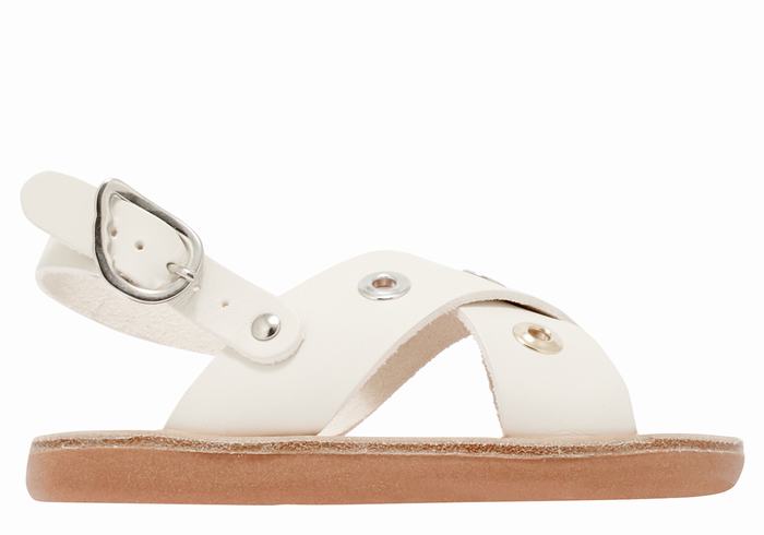 Kids\' Ancient Greek Sandals Little Maria Eyelets Soft Casual Sandals White | FKD953JV