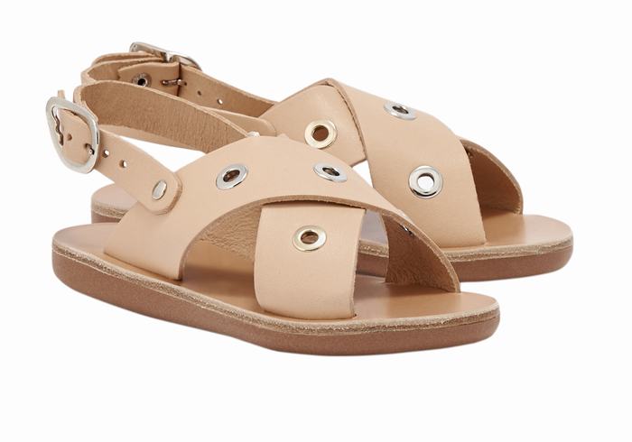 Kids' Ancient Greek Sandals Little Maria Eyelets Soft Casual Sandals Beige | KTU1625HX