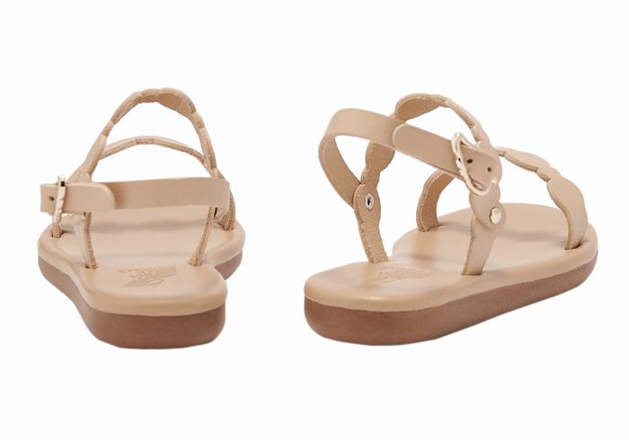 Kids' Ancient Greek Sandals Little Orion Soft Flat Sandals Beige | PLF2062ZI