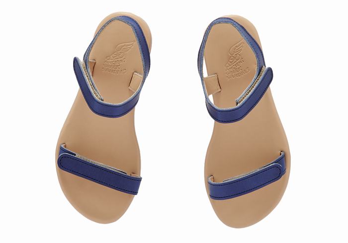 Kids' Ancient Greek Sandals Little Poros Soft Casual Sandals Dark Blue | QPU5793GP