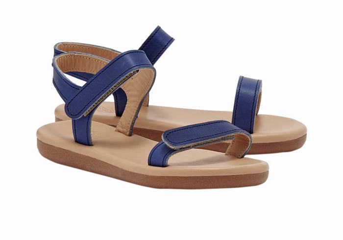 Kids' Ancient Greek Sandals Little Poros Soft Casual Sandals Dark Blue | QPU5793GP