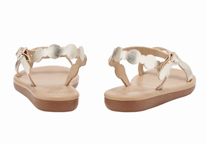 Kids' Ancient Greek Sandals Little Toxo Soft Flat Sandals Gold White | QGW7691CN